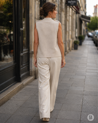 Adélie Sleeveless Vest - Ecru