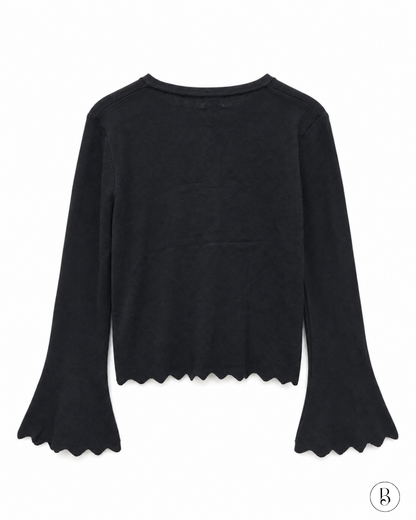 Gilet Manches festonnées - Noir