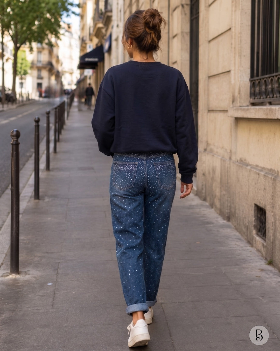 Sweat Manon - Vert foncé porté, vue de dos