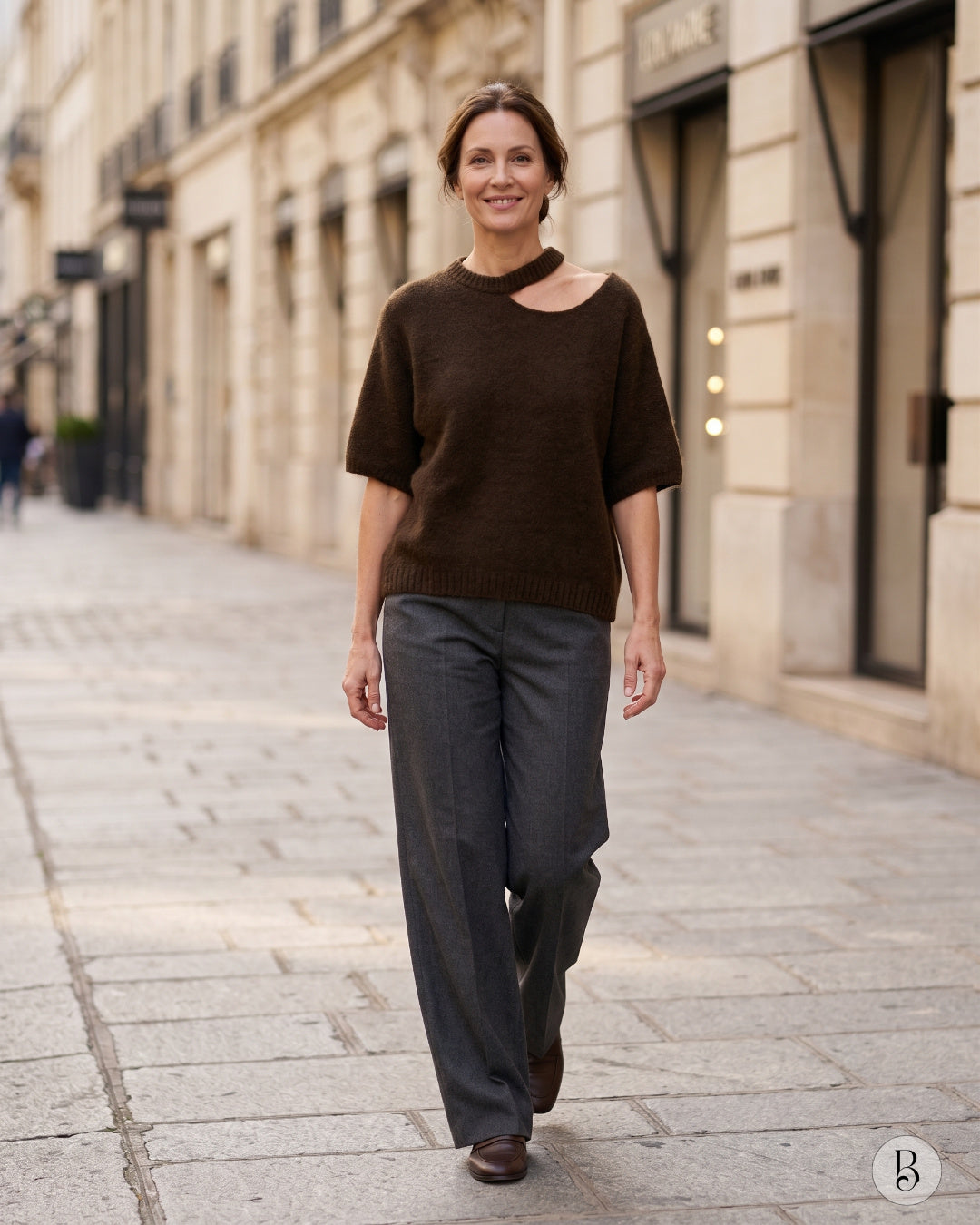 Pull Olivia - Marron porté, vue de face