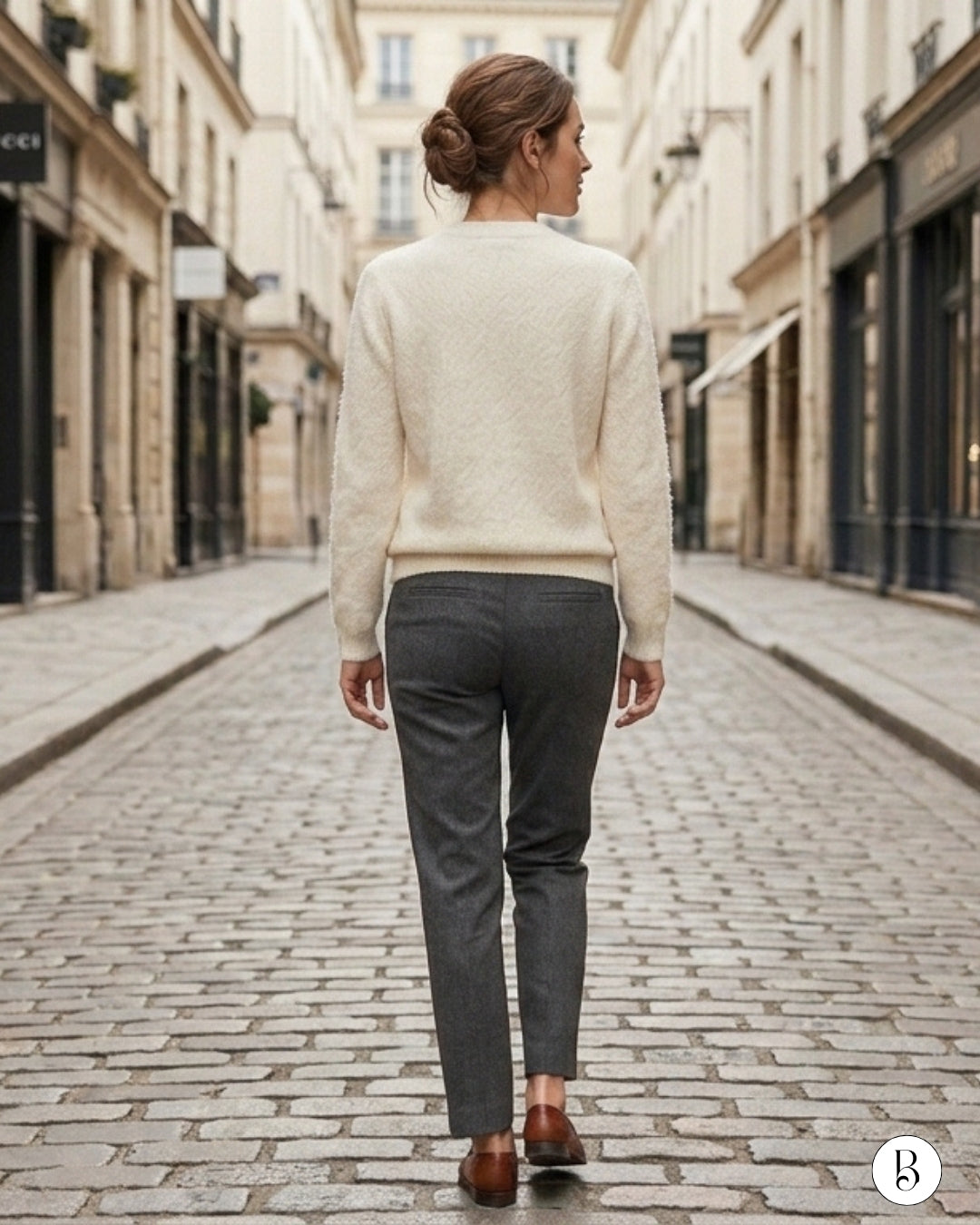 Gilet Col Nœud - Écru — sur mannequin, vue de dos